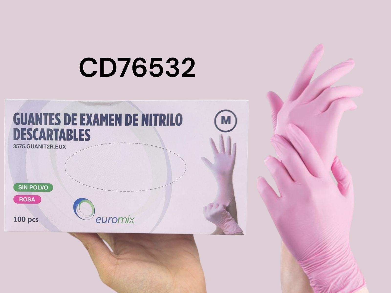 Guantes rosa nitriilo